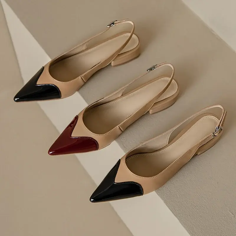CHIKO Floria Pointy Toe Block Heels Slingback Shoes