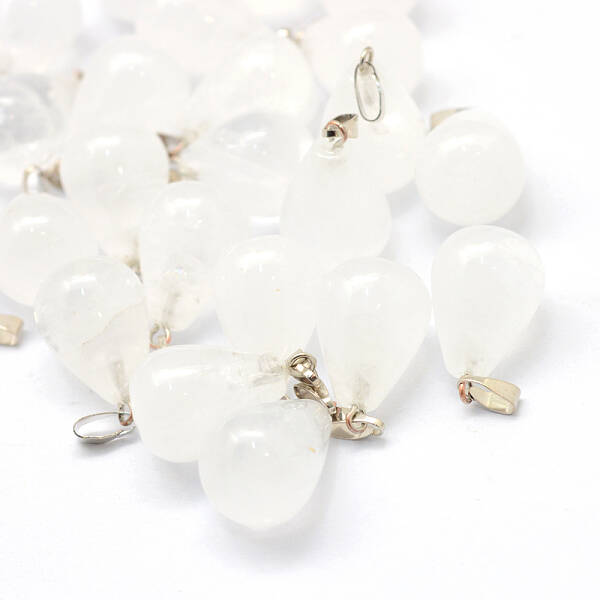 Teardrop Natural Quartz Crystal Pendants