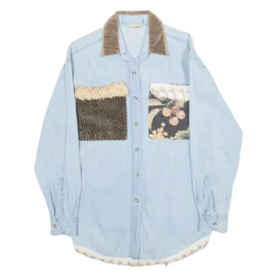 GREAT AUNT NINA Womens Denim Shirt Blue Long Sleeve S