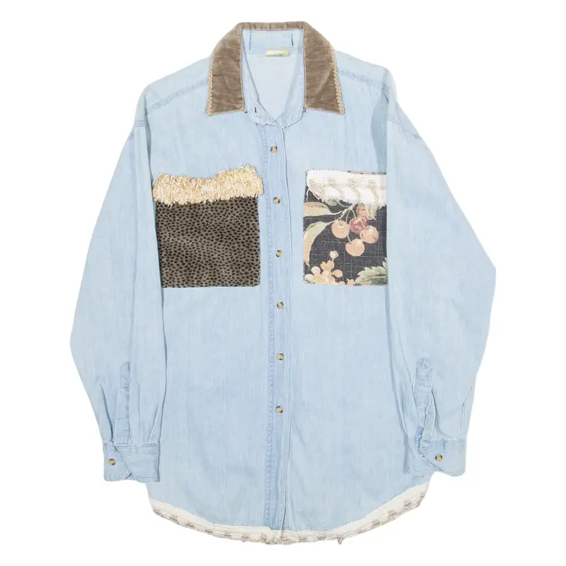 GREAT AUNT NINA Womens Denim Shirt Blue Long Sleeve S