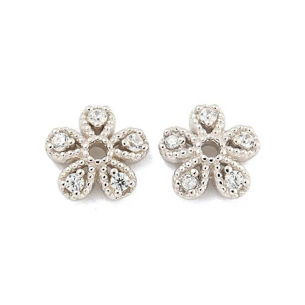 925 Sterling Silver Micro Pave Cubic Zirconia Bead Caps