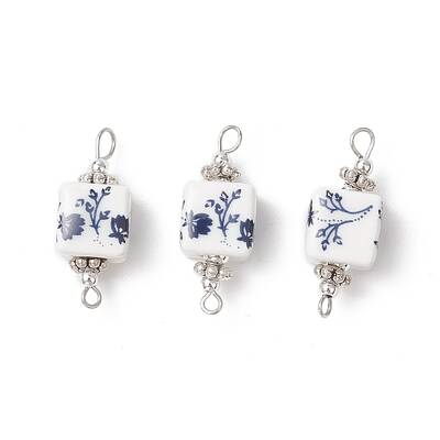 Handmade Flower Printed Porcelain Cube Links