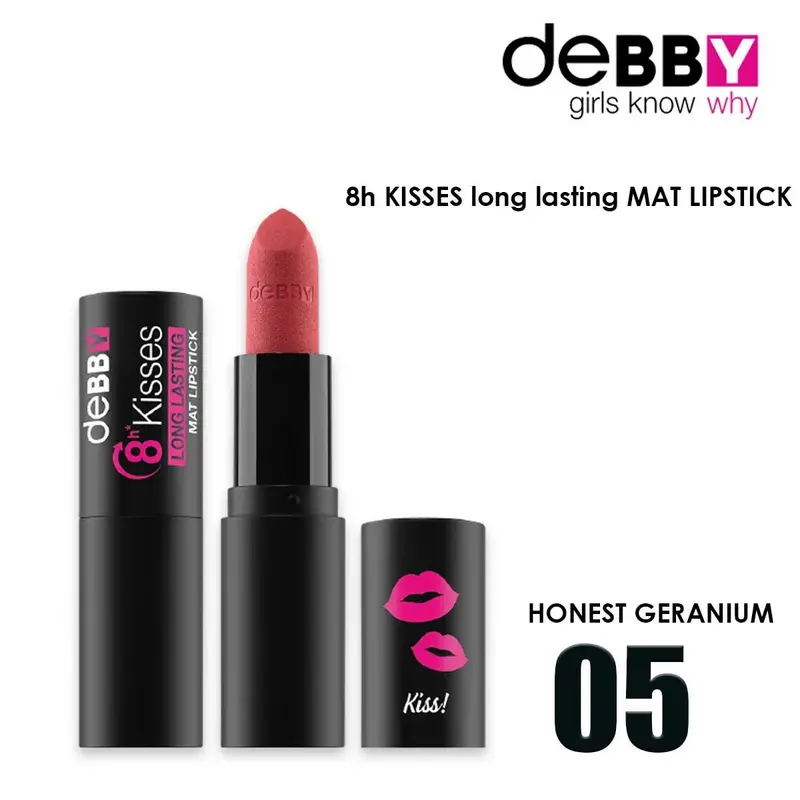 Debby long lasting matte lipstick 8h kisses 05 honest geranium