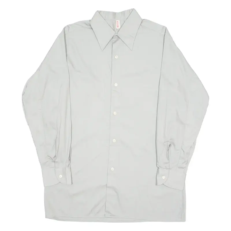 MEYTEX Mens Plain Shirt Grey Long Sleeve L