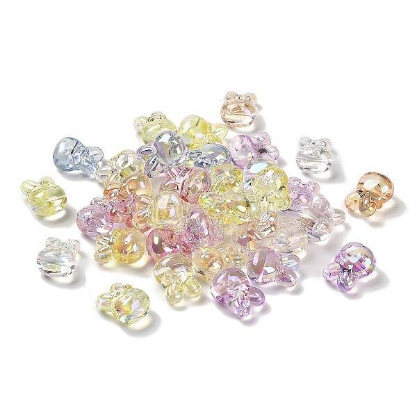UV Plating Transparent Rainbow Iridescent Acrylic Beads