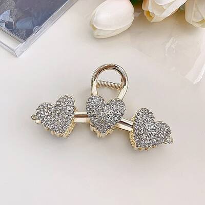 Heart Alloy Rhinestone Large Claw Hair Clips