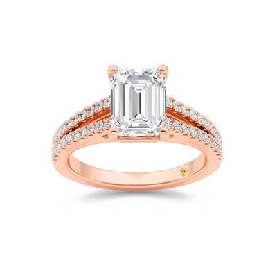 Nyx Split Shank Trellis Pavé Emerald Cut Lab Grown Diamond Engagement Ring | 10K Rose Gold 2 1/3 CT. TW.