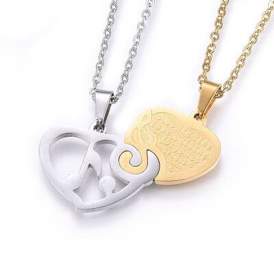 304 Stainless Steel Split Pendants Necklaces