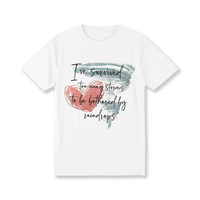Women's Casual Graphic Print T-Shirt - Short Sleeve Crew Neck, Machine Washable, White with Inspirational Quote & Red Hearts ...