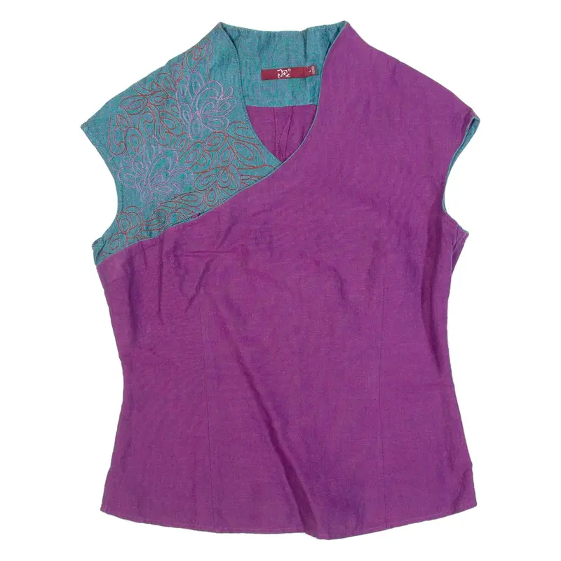 Womens Top Purple V-Neck Sleeveless M