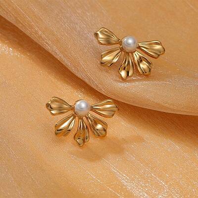304 Stainless Steel ABS pearl Stud Earrings