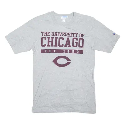 CHAMPION University Of Chicago Maroons USA T-Shirt Grey Short Sleeve Mens S