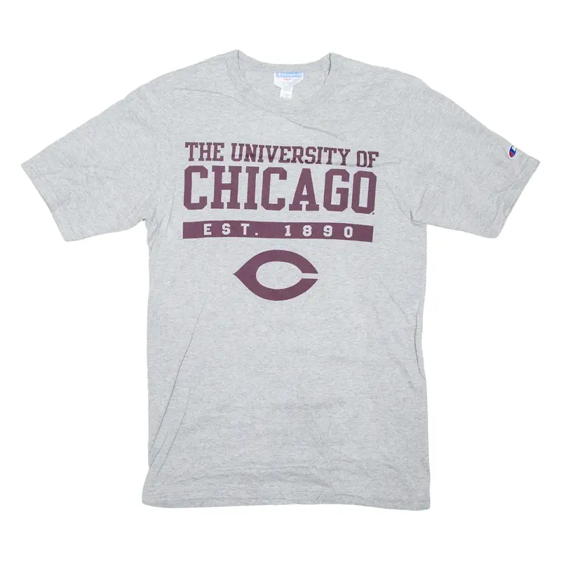 CHAMPION University Of Chicago Maroons USA T-Shirt Grey Short Sleeve Mens S