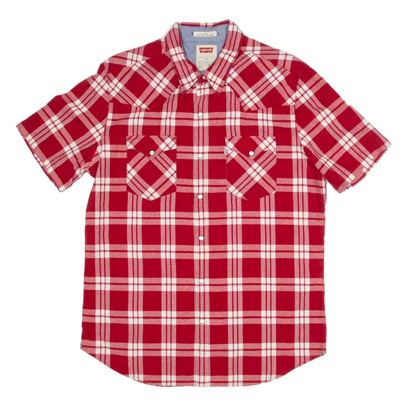 LEVI'S Slim Fit Mens Shirt Red Check L