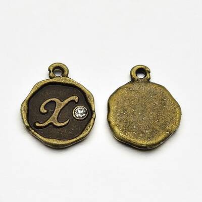 Antique Bronze Plated Alloy Rhinestone Charms
