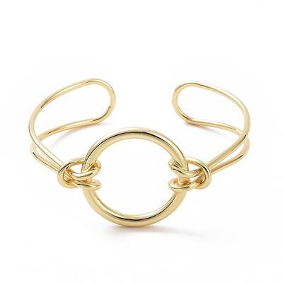 Brass Round Circle Open Cuff Bangle