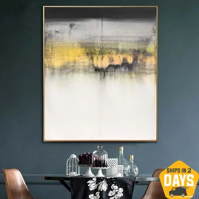 Large Abstract White Paintings On Canvas Gold Leaf Art Textured Handmade Painting Original FIne Art | WHITE 101 47.24"x3...