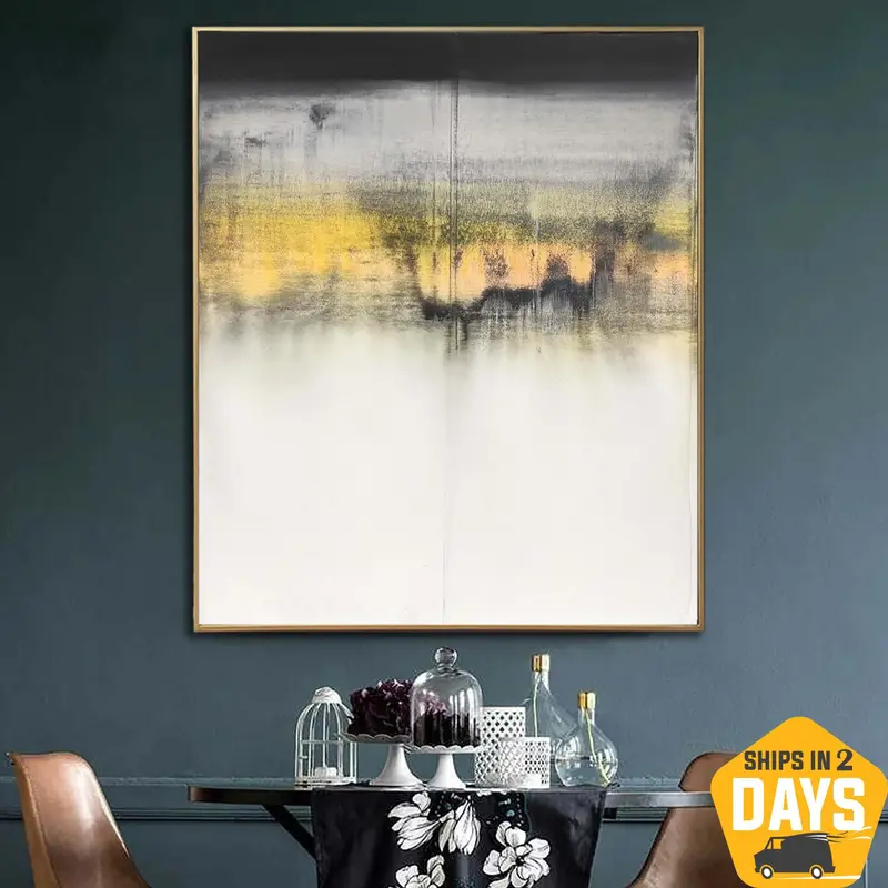 Large Abstract White Paintings On Canvas Gold Leaf Art Textured Handmade Painting Original FIne Art | WHITE 101 47.24"x3...