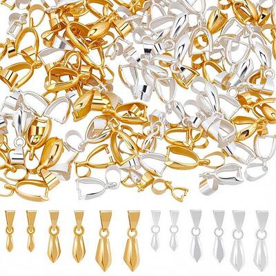 120Pcs 6 Styles Brass Ice Pick Pinch Bails for Pendant Making