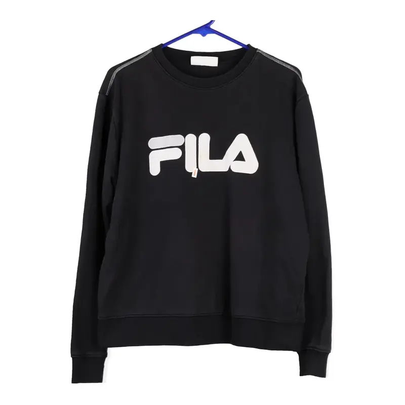 Fila Spellout Sweatshirt - Large Black Cotton Blend