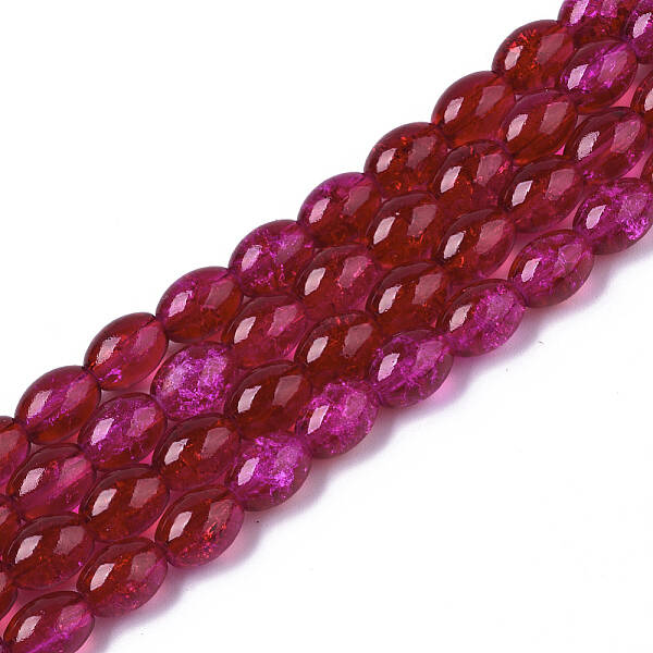 Transparent Crackle Glass Beads Strands