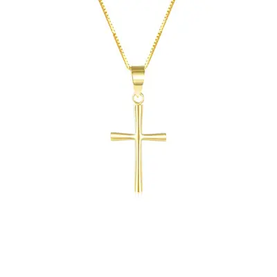 18K Gold Cross Pendant Necklace for Women
