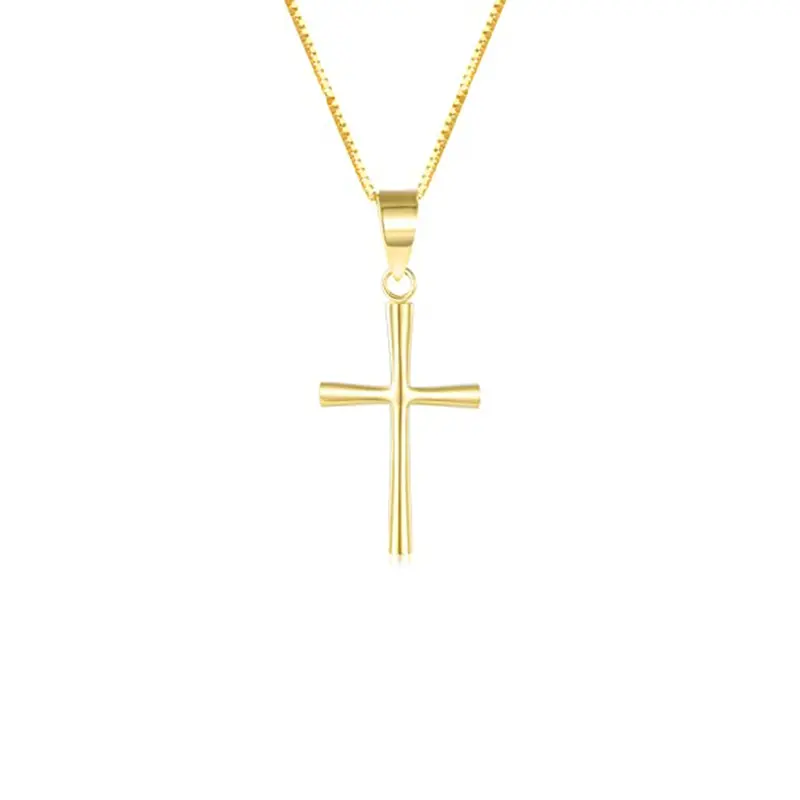 18K Gold Cross Pendant Necklace for Women