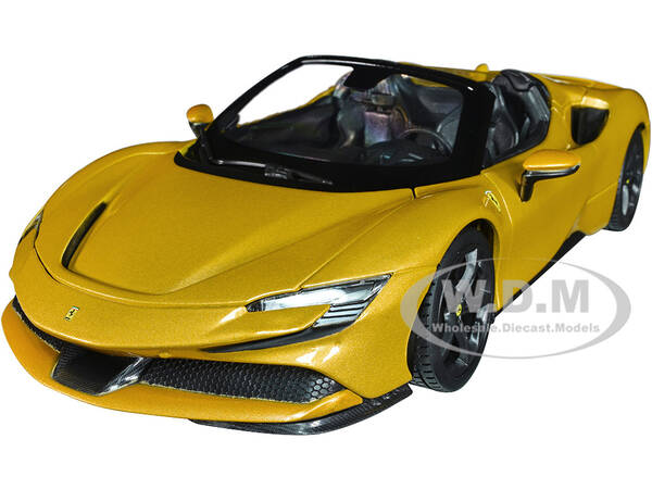 Ferrari SF90 Spider Gold Metallic Race + Play Series 1/18 Diecast Model Car by Bburago