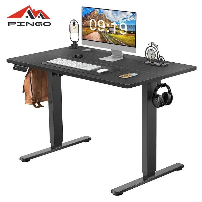 PINGO HOME Standing Desk, Adjustable Height Electric Sit Stand Up Down Computer Table, 63x24 Inch Ergonomic Rising Desks for ...