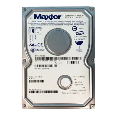 N0738 Dell 80GB 7200RPM ATA-133 2MB Cache 3.5-Inch Hard Drive