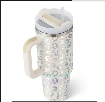 40 Oz Tumbler With Handle Straw Insulated, Stainless Steel Spill Proof Vacuum Coffee Cup Tumbler With Lid Tapered Mug Gifts F...