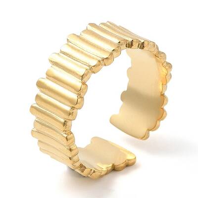 304 Stainless Steel Twist Open Cuff Ring for Women