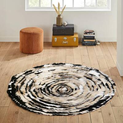 Tree-ring Design Fox Fur Round Carpet