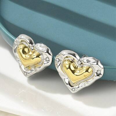 304 Stainless Steel Two Tone Stud Earrings