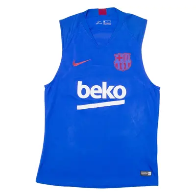 NIKE Fc Barcelona Mens Football Shirt Jersey Blue Sleeveless V-Neck M