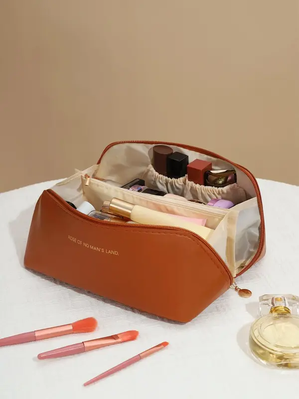 Solid Minimalist Makeup Bag for Travel, Summer Vacation, 2025 New Stylish Large Capacity Travel Cosmetic Storage Bag for Wome...