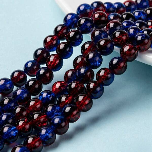 Spray Painted Crackle Glass Beads Strands