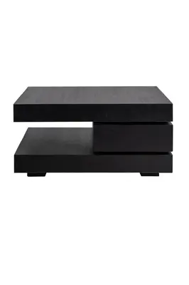 C-Shape Black Oak Coffee Table | OROA Oakura