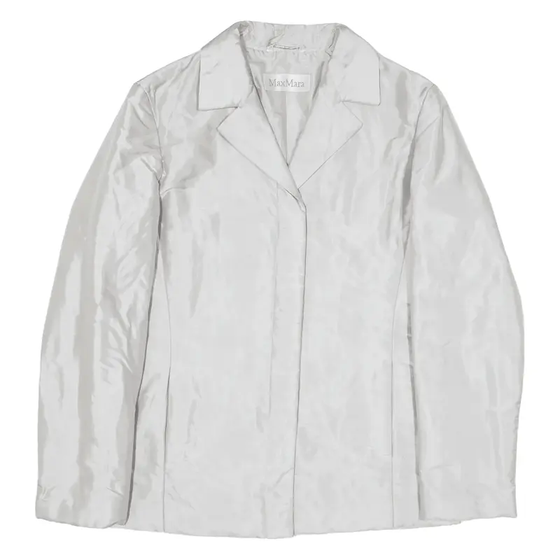 MAX MARA Coat Silver Silk Womens UK 12