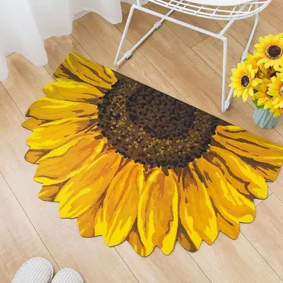 Sunflower Print Floor Mat, 1 Count Entry Door Mat, Home Rubber Bottom Non-slip Mat, Decorative Rug for Home Living Room Bedro...