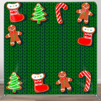 Aperturee Green Textile Texture Candy Socks Christmas Backdrop - Aperturee