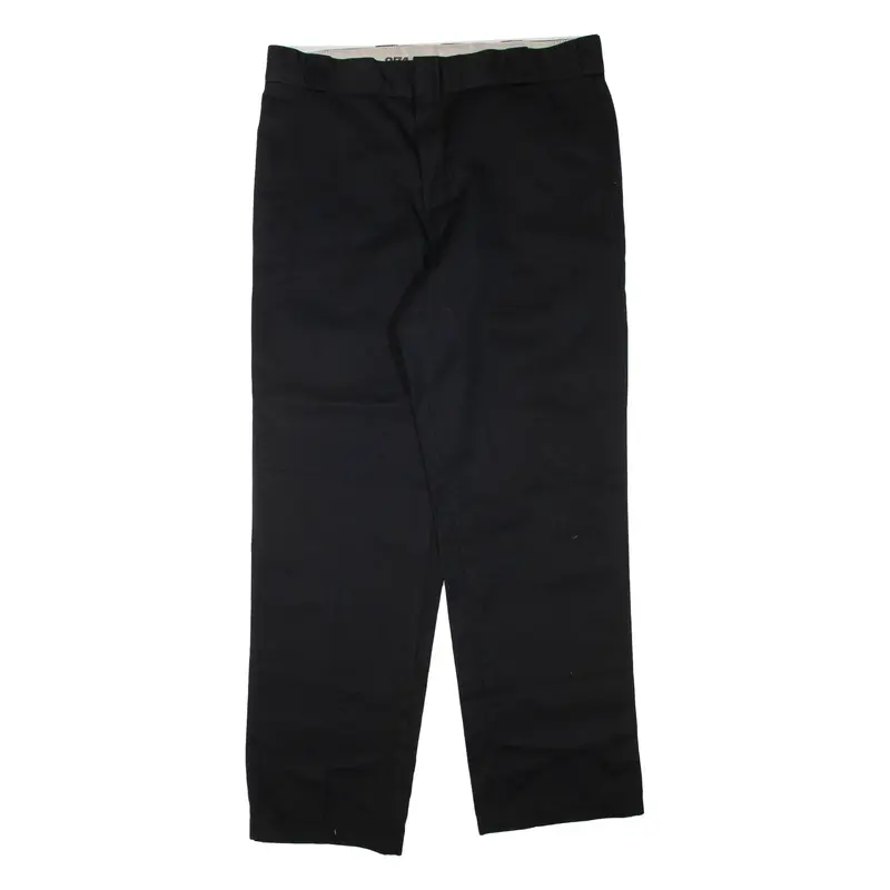 DICKIES Mens Trousers Black Regular Straight W36 L32