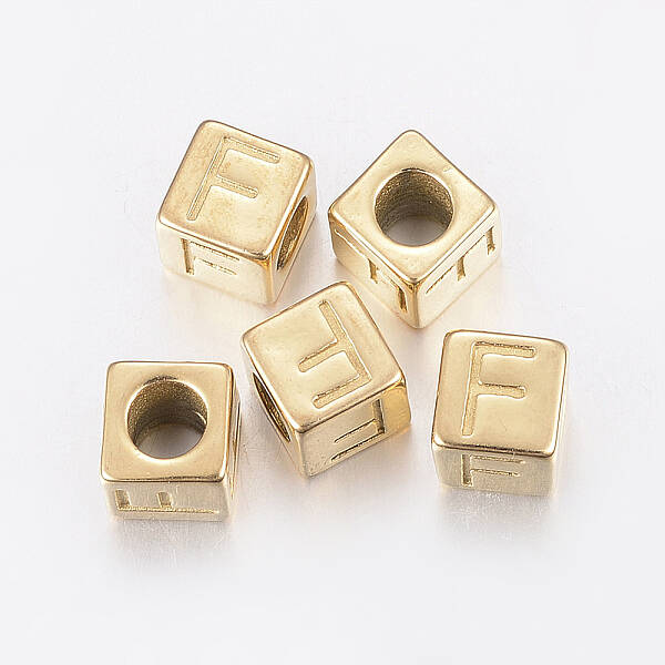 304 Stainless Steel Large Hole Letter European Beads