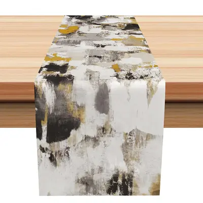 Camouflage Grey Black Marble Texture Table Runner - Aperturee