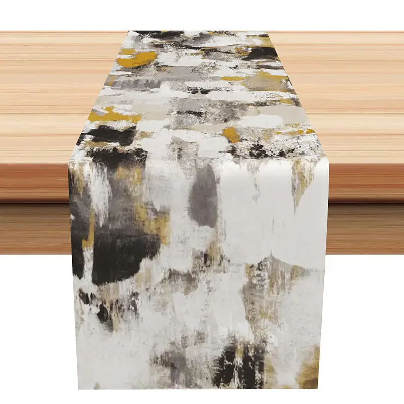 Camouflage Grey Black Marble Texture Table Runner - Aperturee
