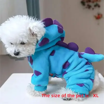 Cartoon Dinosaur Design Pet Hoodie, Creative Pet Warm Cross-dressing Four-legged Clothing, Cute Pet Clothes for Small Dogs & ...
