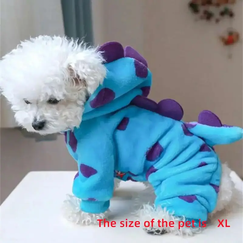 Cartoon Dinosaur Design Pet Hoodie, Creative Pet Warm Cross-dressing Four-legged Clothing, Cute Pet Clothes for Small Dogs & ...