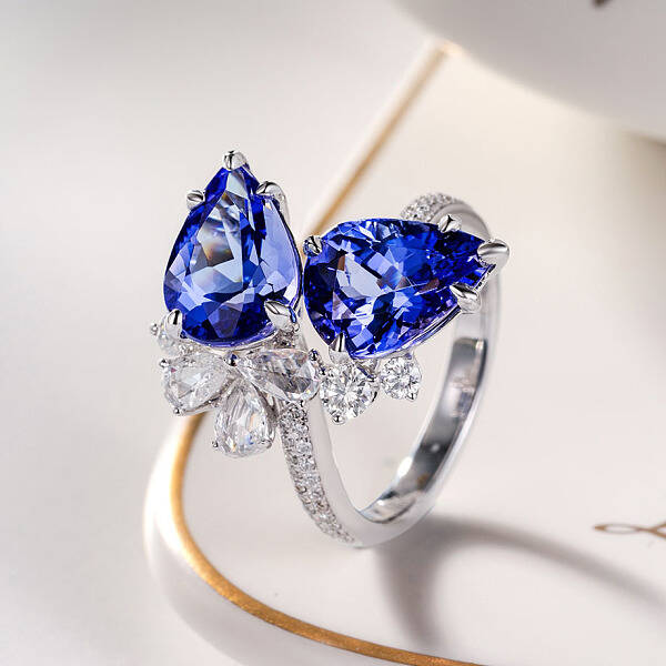 Teardrop Brass Micro Pave Cubic Zirconia Adjustable Cuff Rings for Women