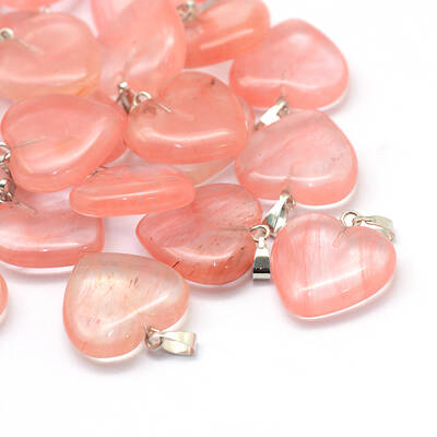 Heart Cherry Quartz Glass Pendants