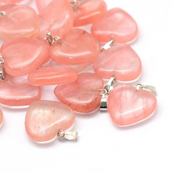 Heart Cherry Quartz Glass Pendants
